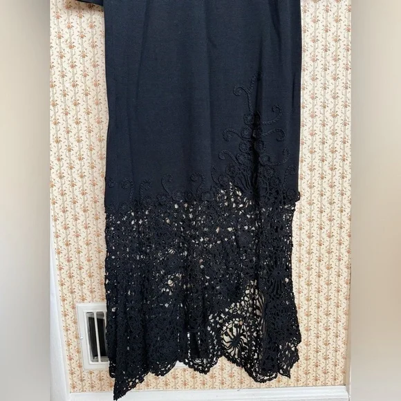 Peruvian Connection Pima Cotton Crochet Black Maxi Dress | Small - Picture 4 of 6
